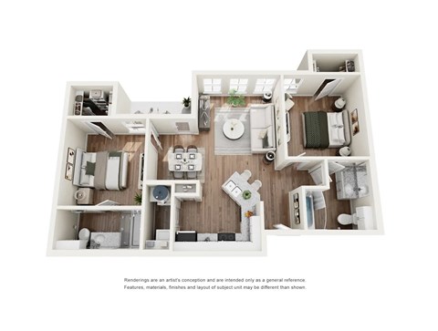 Floor plan for 2 beds, 2 baths, 936 sqft